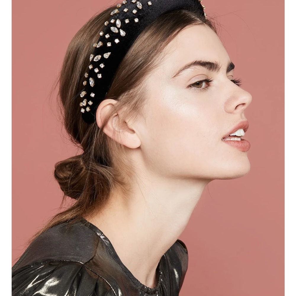 Lele Sadoughi Black and Gold Embellished Headband - Picture 2 of 5